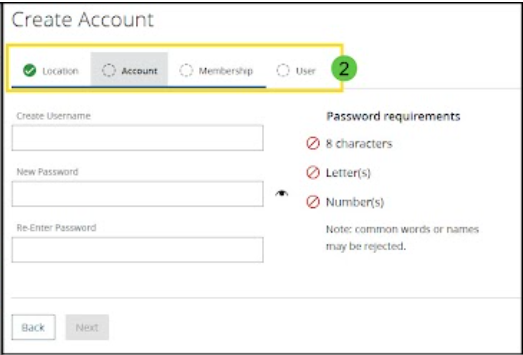 Church Account creation screen showing the Account step