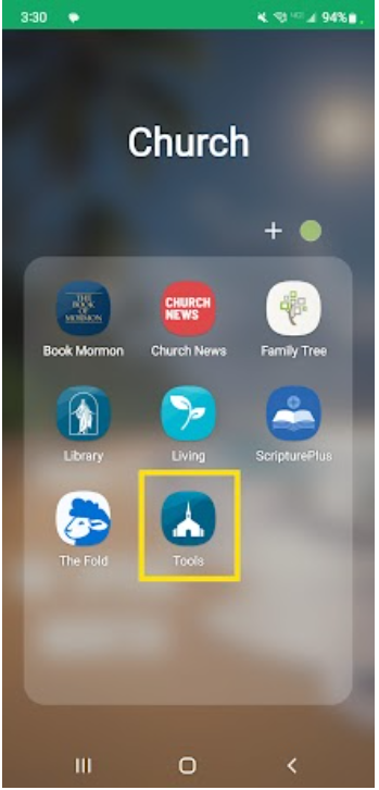 Tools app icon in the Church folder